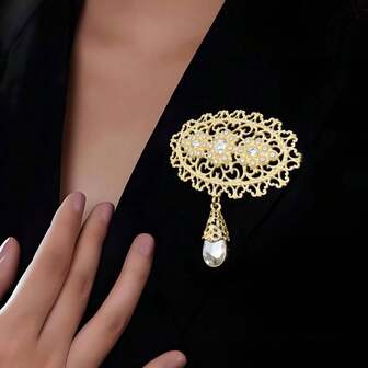1 buc culoare aurie floare Maroc broșă arabică femei rever ace Caftan broșă mireasă nuntă bijuterii cristal Arabesque