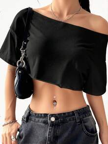 1pc Stainless Steel Deer Antler Navel Ring With Large Zirconia & Small Water Drop Pendant, Cute Piercing Jewelry For Daily Wear