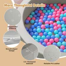 Lifezeal 42.5" Round Foam Ball Pits With 25D Sponge Filling Washable PU Cover For Kids Gift Pink/Gray - Grey - View 6