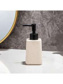 1pc/Set Ceramic Faux Stone Soap Dispenser, Shower Gel Countertop Refillable Bottle, High-End Bathroom Pump Bottle, Convenient Organizing Dispenser - Multicolor - View 10
