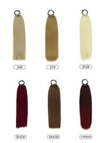 16"/26" Ponytail Wig, Multi-Functional Elastic Band, Available In Coffee Brown, Light Brown, Wine Red, Golden, Heat-Resistant, Women's Long Straight DIY Wrapped Ponytail, Soft & Natural Synthetic Ponytail - Multicolor - View 2