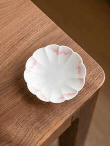 1/2/4pcs Ombre Pink Peony Ceramic Plates, New Chinese Style Ombre Dessert Plates, Butter Dishes, Can Be Used As Coasters, Heat-Resistant Pads, Ideal Gift For Tea Lovers And Friends - Multicolor - View 6