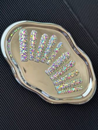 10pcs Handmade Press On Nails Kit Long Coffin White Bling Glitter Glistening Iridescent Luxurious Rhinestone Decor Japanese Style Modern Elegant Minimalist Korea Style Fresh Design Chic French Style Neutral Classical Nail Supplies Chirstmas Party