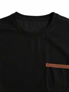 Áo thun tay lửng có túi, kiểu dáng thường ngày, thời trang, nhẹ nhàng cho bé trai tuổi teen, thích hợp cho mùa hè. - màu đen - Xem 3