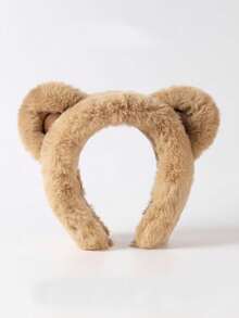 1pc Children's Outdoor Warm Cute Bear Plush Earmuffs, Autumn/Winter - A - View 5