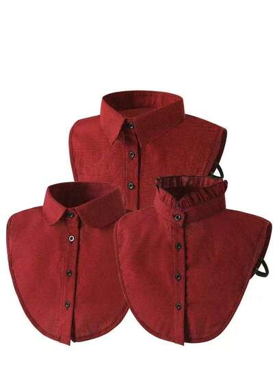 1件女士可拆卸领千鸟格衬衫，淑女领，韩版风格，适合通勤、搭配，可作卫衣领、毛衣领、衬衫领。