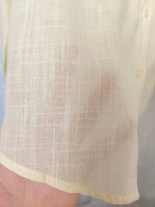 Women's Long-Sleeved Linen Shirt - 淡黃色2 - 查看 3