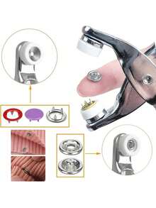 50/100pcs Five-Prong Snap Button Installation Kit, Sewing-Free Snap Buttons, Hand Press Pliers, Snap Tool, Stud Buttons, Multi-Functional Snap Fasteners - Multicolor - View 6