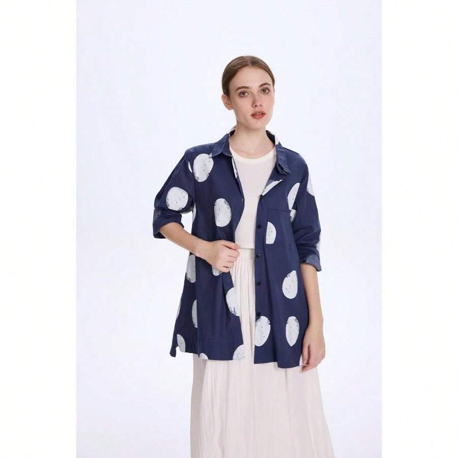 Blusa de algodn con Botones para Mujer - 3XL + Azul - Ver 1