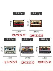 1/5件装复古音乐磁带胸针，卡通磁带歌曲胸针，金属徽章，背包服装复古徽章配饰，送朋友的礼物