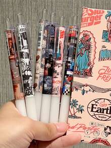 Bộ 6 bút chì bấm kiểu cổ điển 0.5mm, mực đen, thiết kế retro, thích hợp cho học sinh, thi cử. - màu đen - Xem 4