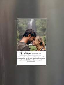 1pc Custom Fridge Magnet, Personalized With Text & Photos, Soulmate Photo Themed, Sweet Romantic & Unique, Suitable For Chic Anniversary Gift/Romantic Valentine's Decor/Personalized Family Keepsake, Ideal For Couples/Families/Gift Givers, Perfect For Valentine's Day