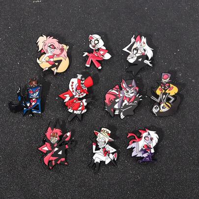 1pc Hazbin Cartoon Anime Hotel Lapel Enamel Pin Angel Devil Dragon Brooch Figure Metal Pendant Fans Badge Bag Accessories Gifts