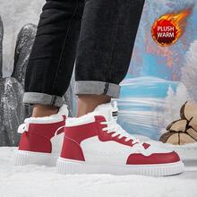 男士时尚高帮休闲运动鞋，适合徒步旅行、远足，百搭，韩版风格，运动休闲，青少年适用 - 紅色 - 查看 3