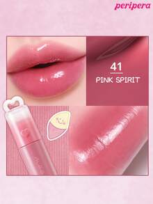 Peripera K-Beauty Ink Mood Glowy Tint,Water Bare Tint,Mirror Watery Lip Gloss,Glass Lip Gloss,丰盈,自然保湿,轻盈,提亮,持久显色,舒适不粘腻,适合戴口罩,不泛白,K-Beauty,韩国彩妆 - #41 Pink Spirit - 查看 3