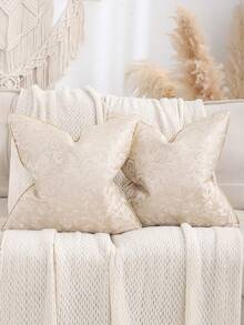 1pc/2pcs Faux Silk Jacquard Floral Vintage Farmhouse Decorative Throw Pillow Cover For Living Room, Sofa, Bedroom