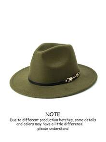 1pc Unisex Autumn/Winter Wide Brim Wool Felt Hat, Elegant Leather Belt Decor Personalized Casual Fashion Cowboy Hat, Suitable For Party, Gathering, Western Themed Events, Daily Wear - MZ1148 - View 19