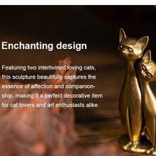 1 Pair Vintage Brass Cat Figurines, Sculpture Art Pieces Of Two Affectionate Cats, Ideal Decor For Home, Office Or Cafe, Great To Place On Bookshelf Or Desk. The Brass Mouse Symbolizes Good Luck And Prosperity, A Charming Choice For Home, Car And Office Decoration.
