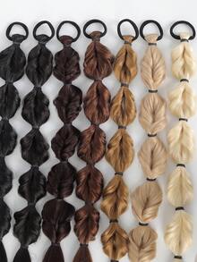 2条20英寸长辫子马尾假发，泡泡辫合成自然染色扭辫扎辫子脏辫双灯笼马尾 - 彩色 - 查看 5