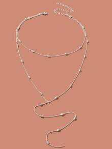 1 chiếc dây chuyền mặt dây dài kiểu chữ Y đính hạt bạc thời trang, gợi cảm, thích hợp cho các buổi tiệc tùng, giao lưu xã hội, trang sức cơ thể. - Bạc - Xem 3