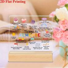 1 pieza Decoración motivacional de salud mental - Tablero de recordatorio de afirmación positiva y autocuidado, con base de madera, adecuado para oficina relajante, aula, decoración de escritorio del hogar - No se necesita electricidad, letrero acrílico fácil de limpiar, aplicable para asesoramiento, aula, lugar de trabajo - Pantalla de cita inspiradora plana 2D - Multicolor - Ver 2