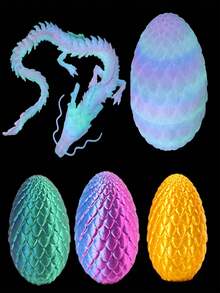 مجموعة غامضة: نموذج تنين قوس يضيء في الظلام - تقنية الطباعة ثلاثية الأبعاد، تصميم تنين مدمج، مناسب لديكور المنزل، هدايا رأس السنة، إلخ. (تنين واحد بدون شوارب) - متعدد الألوان - مشاهدة 5