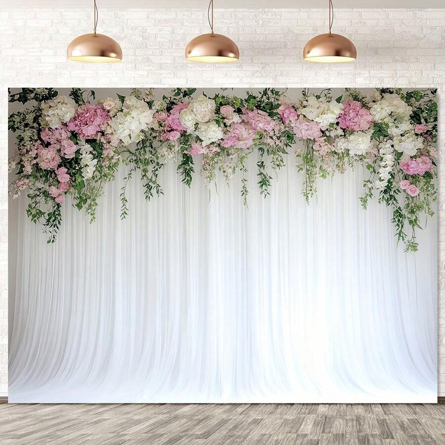 2D平面单件摄影背景布，春季花卉图案，结实耐用的涤纶材质，适合家庭聚会和节日庆典。