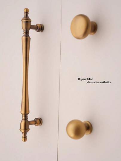 1pc Elegant Bronze-Tone Vintage American Style Cabinet Pull Handle, Zinc Alloy Material, Unique Graceful Design, Refined Retro Home Decor, Smooth Details, Suitable For Cabinets, Dressers, Wardrobes, Vanities And Other Furniture Drawers And Doors, Vintage Style, Detailed Craftsmanship, Applicable For Bedroom, Kitchen, Bathroom, Comes With Installation Screws