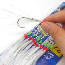 10Hooks Sabiki Bait Rig, Sea Fishing Hooks, Mackerel Lures Hooks, Freshwater & Saltwater Fishing, Fishing Tackle For Mackerel, Small Jacks, Bass, Flathead, Whiting, Snapper, Trevally, Hairtail, Golden Bass - White - View 4