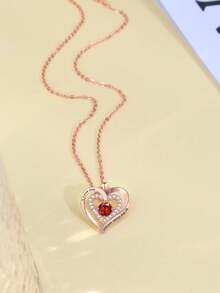Popular Women's Minimalist Accessories ILOVEYOU Letter Necklace, Heart Pendant Jewelry - Multicolor - View 3