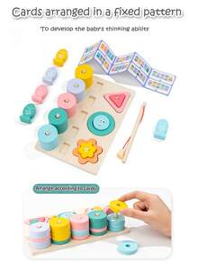 Early Education Five-Pillar Fishing Toy, Baby Geometric Intelligence Board Shape Matching Building Block Toy, Educational Toy For Early Childhood Enlightenment - Multicolor - View 7
