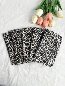 1pc/5pcs Leopard Print Makeup Bag, Waterproof Toiletry Bag, Minimalist Travel Cosmetic Storage Pouch