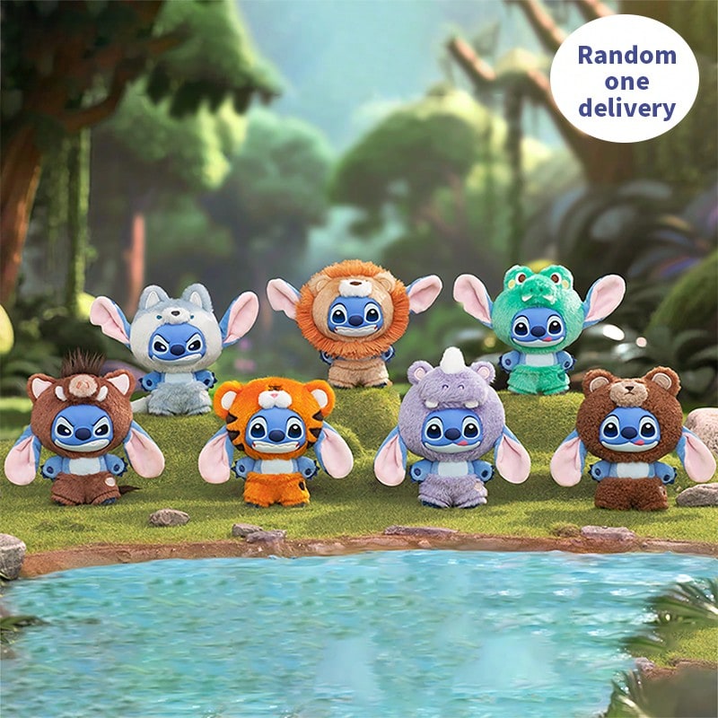 Miniso 1个史迪奇野生动物系列毛绒盲盒 - 3D可爱设计，柔软材质，可收藏/陪伴玩偶（随机发货1个） - 彩色 - 查看 1