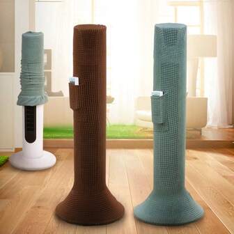 1 pieza Funda para ventilador de torre de unicolor estilo nórdico - Funda de tela suave y transpirable, Funda de poliéster elástica adecuada para ventiladores de torre, se ajusta a la mayoría de los ventiladores de torre, asistente de limpieza del hogar | Ajuste elástico, duradera, funda para ventilador con envoltura completa, lavable a máquina, sin batería requerida