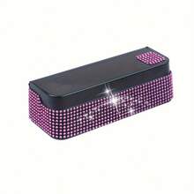 四格闪亮硬币收纳盒，水晶水钻硬币盒，便携式迷你硬币分配器，通用车载硬币整理器，汽车配件