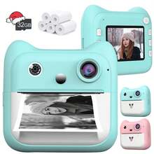 1080P HD Digital Camera With Instant Printer, Portable Toy Camera With 3 Rolls Of Printing Paper, Ideal Christmas, Birthday And New Year Gift For Boys And Girls Aged 3-12 - Multicolor - View 3