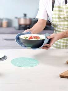 1pc/Set Silicone Insulation Pad – Modern Black Honeycomb Textured Round Hot Pot Mat, Heat Resistant Kitchen Items, Ideal Christmas Holiday Home Gift For Table Protection - Multicolor - View 8