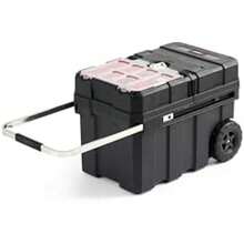 Caja de Herramientas Portátil de Polipropilenoo con Mango Extensible y Ruedas Masterloader, Amplia Capacidad de Almacenamiento, Organizador de Herramientas(Negro Caja de herramientas) - Multicolor - Ver 1