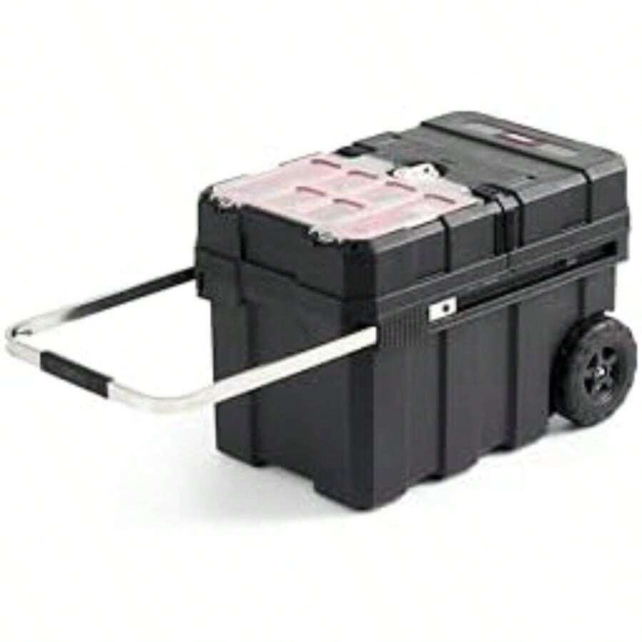 Caja de Herramientas Portátil de Polipropilenoo con Mango Extensible y Ruedas Masterloader, Amplia Capacidad de Almacenamiento, Organizador de Herramientas(Negro Caja de herramientas) - Multicolor - Ver 1