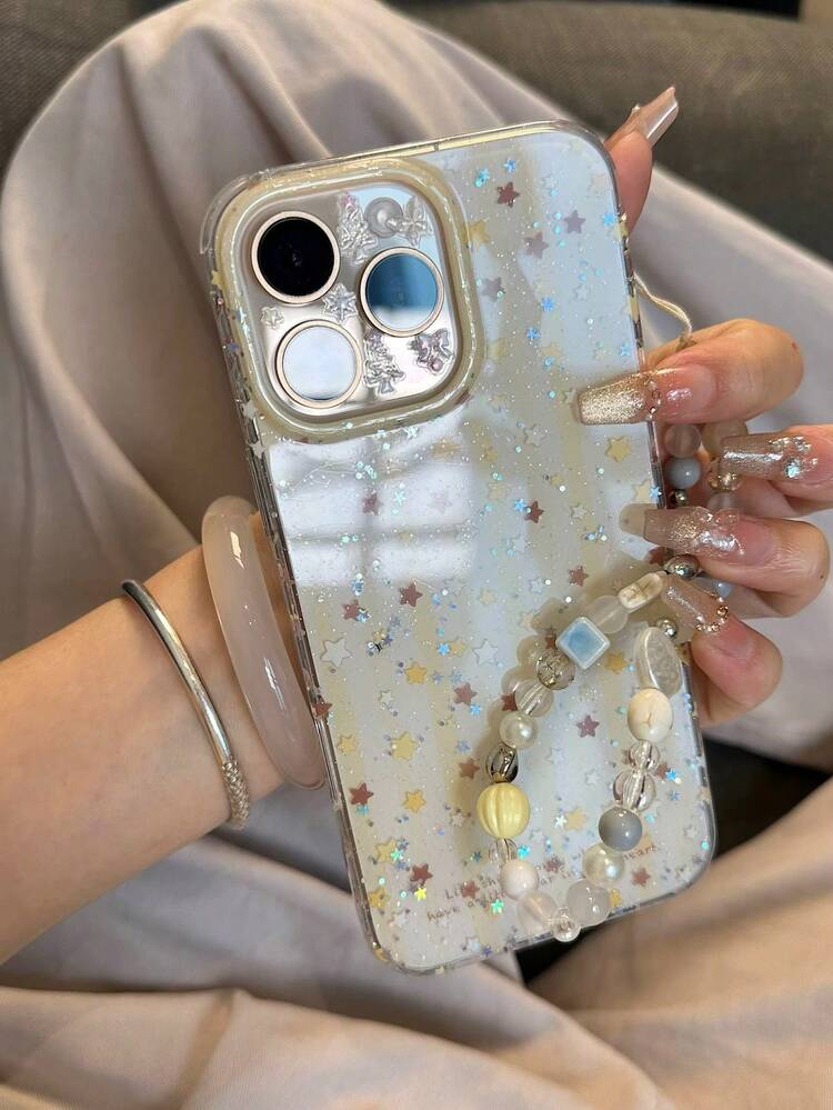 闪亮星光手机壳，适用于 16 Pro Max/15 Pro/17 Pro Max/13，时尚星形设计 - 黃色 - 查看 3