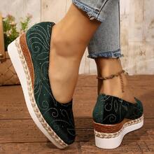 Women's Wedge Pointed Toe Colorful Rhinestone Espadrille Shoes - Green - View 7