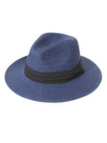 Mũ rơm Panama gấp gọn, mũ chống nắng kiểu Anh unisex, mũ đi biển thường ngày, chống tia UV, chắn gió, thích hợp cho mùa xuân và mùa hè. - mũ - Xem 10