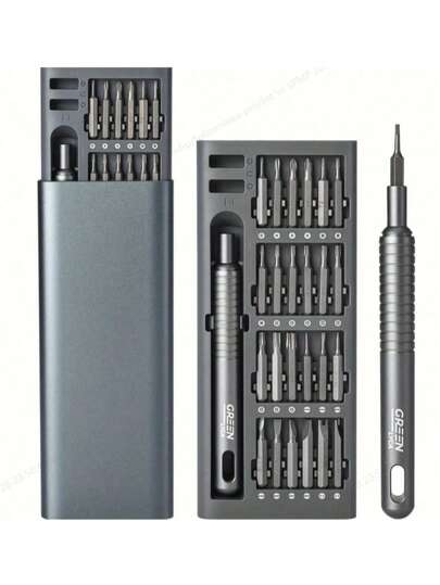 25-In-1 Precision Screwdriver Set, Multi-Functional Repair Tool Kit, Suitable For Disassembling Smartphones And Tablets, Durable Plastic Material, No Charging Required - Comes With Assorted Screwdriver Bits (Styles Randomly Shipped)