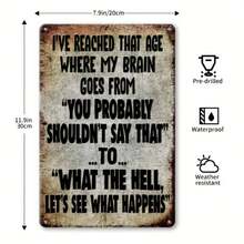 CIF BUY Retro "You're So Old For My Brain" Vintage Humor Metal Sign, Funny Aluminum Wall Art Decor For Home Bar Cafe Garage Garden Man C - 彩色 - 查看 9
