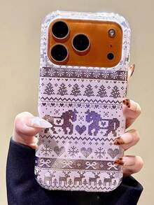 可爱雪花、圣诞树、小鹿、粉色闪光手机壳,兼容 17 Pro Max、17 Pro、17 Air、16 Pro Max、15、13 Pro、14、15、16 Plus、14、12、11;精致蝴蝶结、心形冬季吊坠手机壳,情人节礼物 - 粉底小馬 - 查看 7