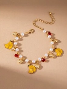 1 件可爱的草莓/樱桃/心形儿童手链，适合日常佩戴或作为礼物