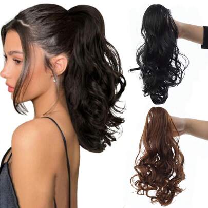 Claw Ponytail Extension Hair Accessories Black Light Brown Brown Multi-Color 12 Inch Deep Wave Heat Resistant Fiber Synthetic Ponytail Hairpiece Curly Hair For Women Daily Cosplay Christmas Music Festival Carnival Holiday Party Used And Chinese New Year Gifts