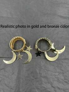 1 件复古金属窗帘夹，饰有星星和月亮图案，适用于客厅、卧室、书房、家居装饰、礼品、生日礼物、毕业礼物、家居舒适用品、乔迁礼物、高端酒店用品、民宿装饰、特别礼物、送给女性/女孩/女朋友的礼物 - 彩色 - 查看 11