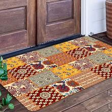 1pc  Floral Welcome Mat - Non-Slip, Durable Polyester Floor Mat With Vibrant Geometric & Floral Patterns In Orange, Brown, Beige, And Blue - Perfect For Indoor/Outdoor Entryways, Kitchens, And Doors, Indoor Outdoor Mat |   Vibrant Welcome Mat |   Durable Polyester - màu đen - Xem 11