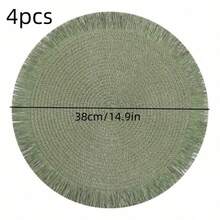 Set 1/4/6 buc. Covorașe țesute naturale, stil boem, potrivite pentru bucătărie, masă, interior/exterior, lavabile, rezistente la căldură, se curăță prin ștergere, ideale pentru camping, sărbători, nunți, petreceri - Multicolor - Vizualizare 13